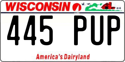 WI license plate 445PUP