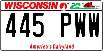 WI license plate 445PWW
