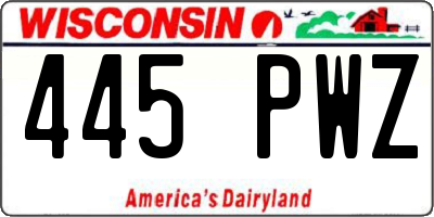 WI license plate 445PWZ