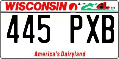 WI license plate 445PXB