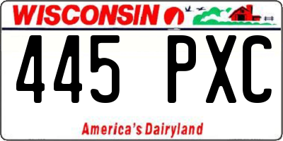 WI license plate 445PXC