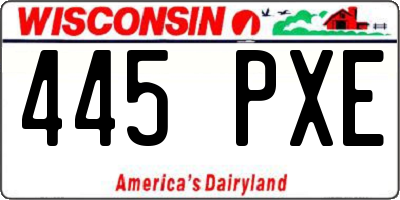 WI license plate 445PXE