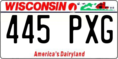 WI license plate 445PXG