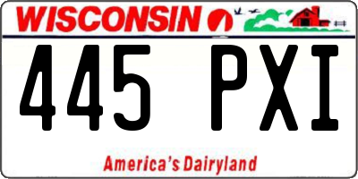 WI license plate 445PXI