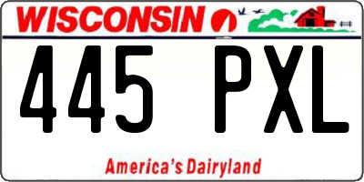 WI license plate 445PXL