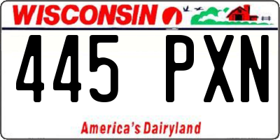 WI license plate 445PXN