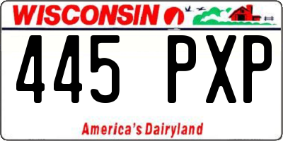 WI license plate 445PXP