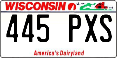 WI license plate 445PXS