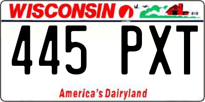 WI license plate 445PXT