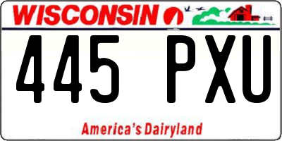 WI license plate 445PXU