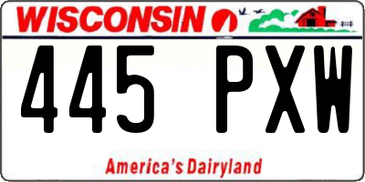 WI license plate 445PXW