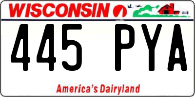 WI license plate 445PYA