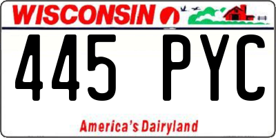 WI license plate 445PYC