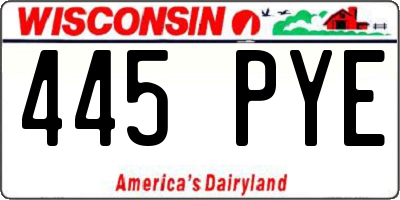 WI license plate 445PYE