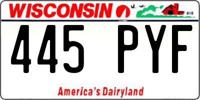 WI license plate 445PYF