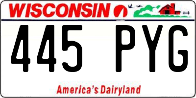 WI license plate 445PYG