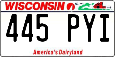 WI license plate 445PYI