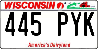 WI license plate 445PYK