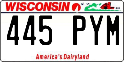 WI license plate 445PYM