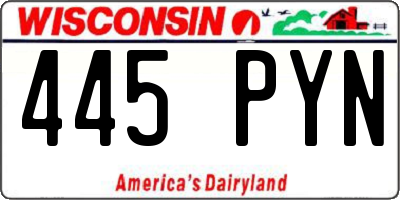 WI license plate 445PYN