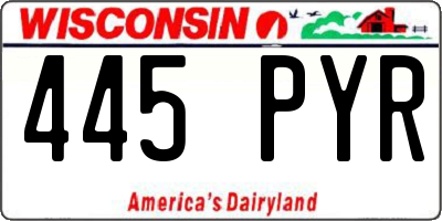 WI license plate 445PYR