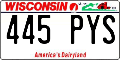 WI license plate 445PYS