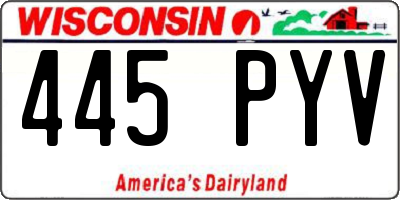 WI license plate 445PYV