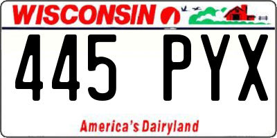 WI license plate 445PYX
