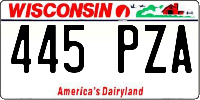 WI license plate 445PZA