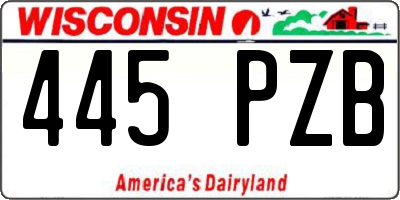 WI license plate 445PZB