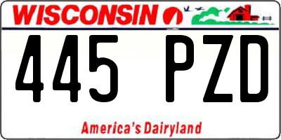 WI license plate 445PZD