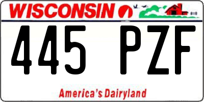 WI license plate 445PZF