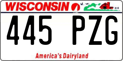 WI license plate 445PZG