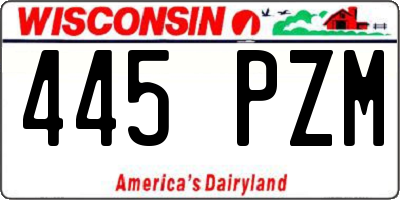 WI license plate 445PZM