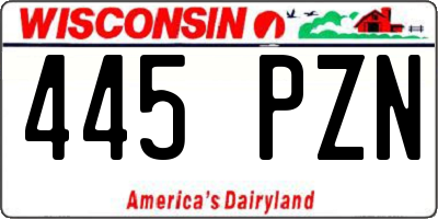 WI license plate 445PZN
