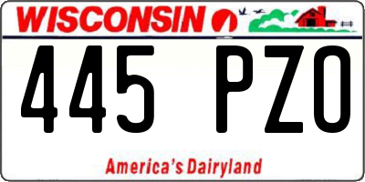 WI license plate 445PZO