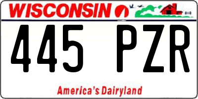 WI license plate 445PZR