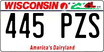 WI license plate 445PZS