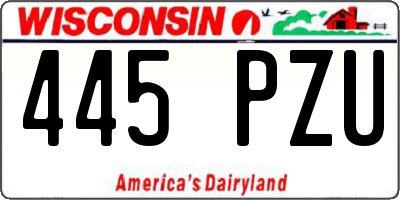 WI license plate 445PZU