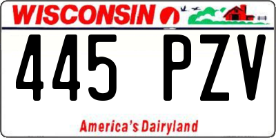 WI license plate 445PZV