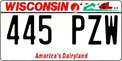 WI license plate 445PZW