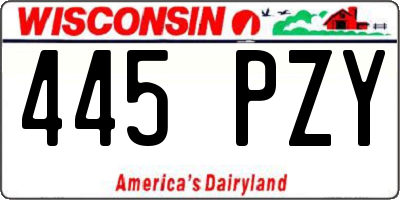 WI license plate 445PZY