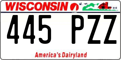 WI license plate 445PZZ