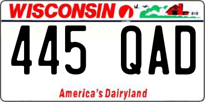 WI license plate 445QAD