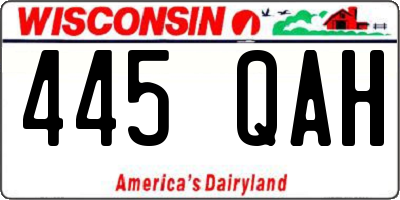 WI license plate 445QAH