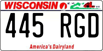 WI license plate 445RGD