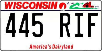 WI license plate 445RIF