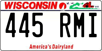 WI license plate 445RMI