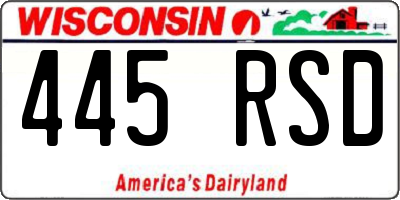 WI license plate 445RSD