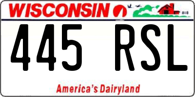 WI license plate 445RSL